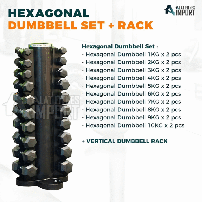 Dumbbell Set Hexa Total 110KG Include Ironbull Vertical Rack - Image 2