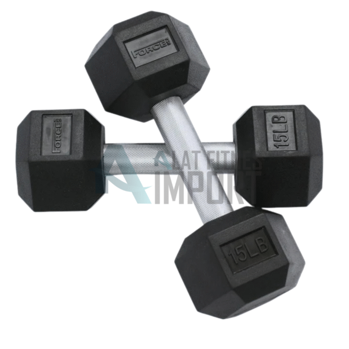 Force USA Rubber Hex Dumbbells - 7kg RHD7 - Image 1